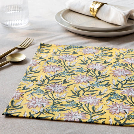 Clematis Cotton Block Print Placemat