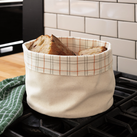 Plaid Canvas Bread Basket
