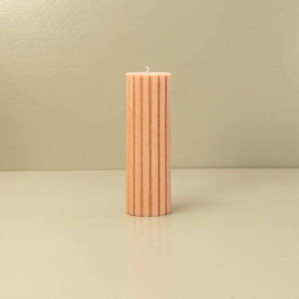 Ribbed Pillar Candle / Nude