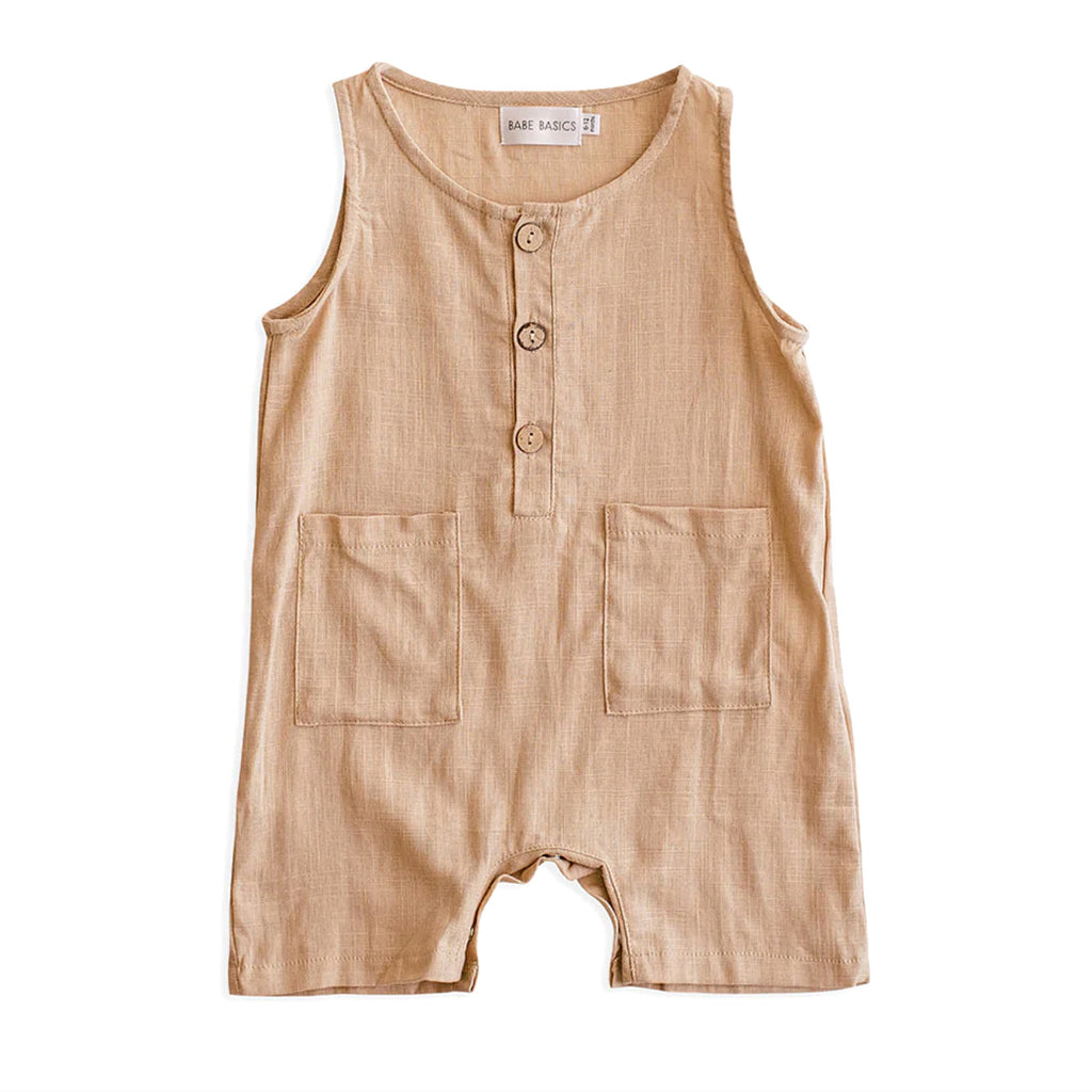 Linen Baby Shorts Romper / Oatmeal