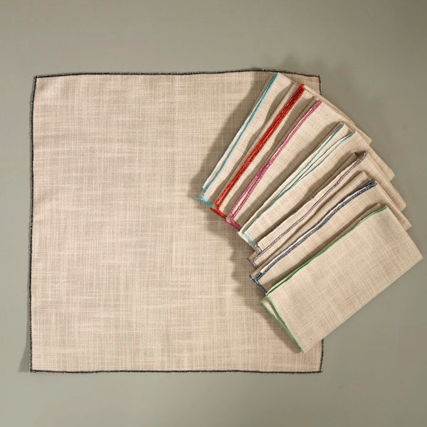 Oatmeal Poly/Linen Blend Napkins / Set of 8