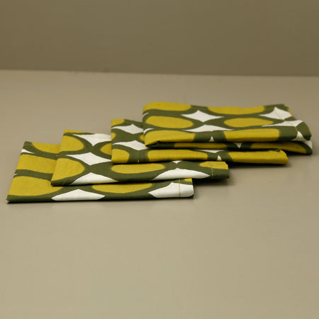 Olive Citron Cotton Cocktail Napkins 4pc