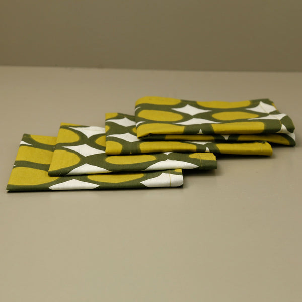 Olive Citron Cotton Cocktail Napkins 4pc