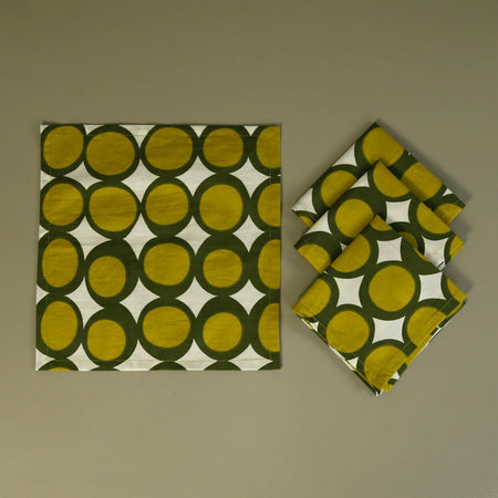 Olive Citron Cotton Cocktail Napkins 4pc