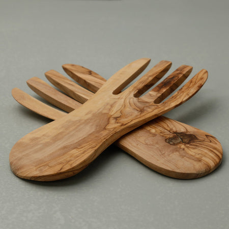 Olive Wood Salad Serving Hands