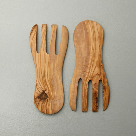 Olive Wood Salad Serving Hands