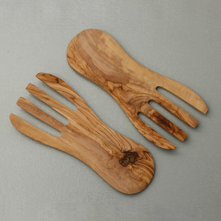 Olive Wood Salad Serving Hands