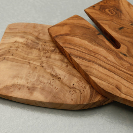 Olive Wood Spatula Style Salad Servers