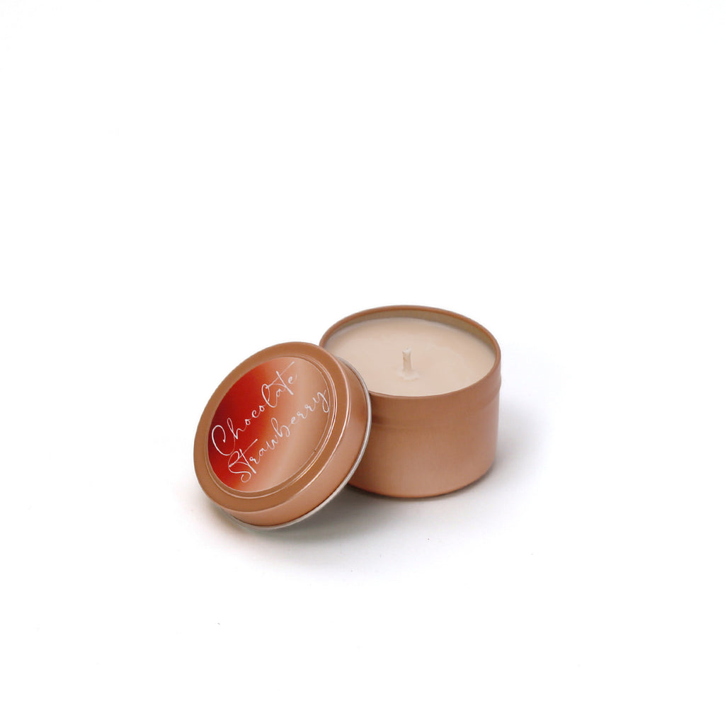 Valentine's Candle / Chocolate Strawberry / Pink Tin