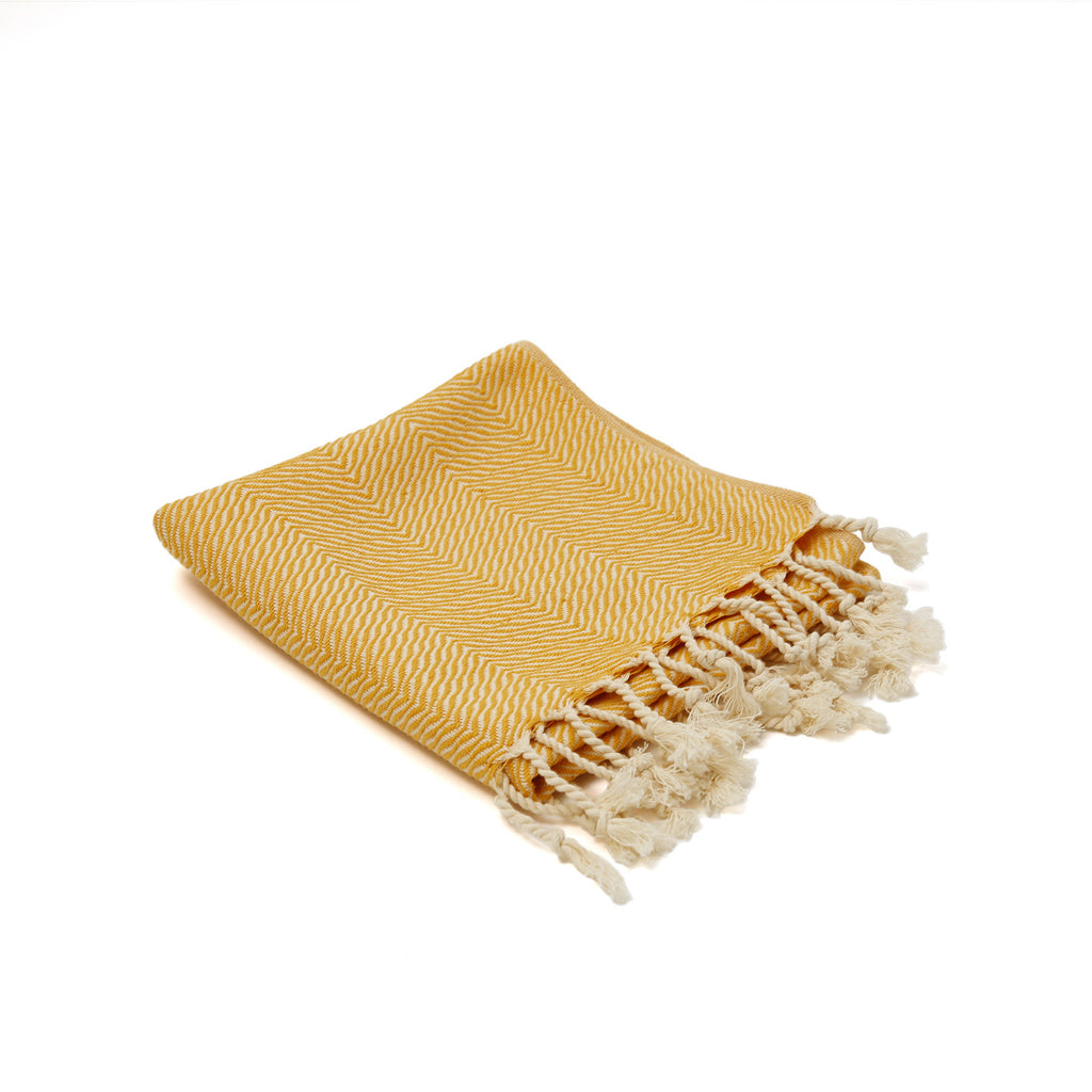 Waves Turkish Cotton Hand Towel / Mustard
