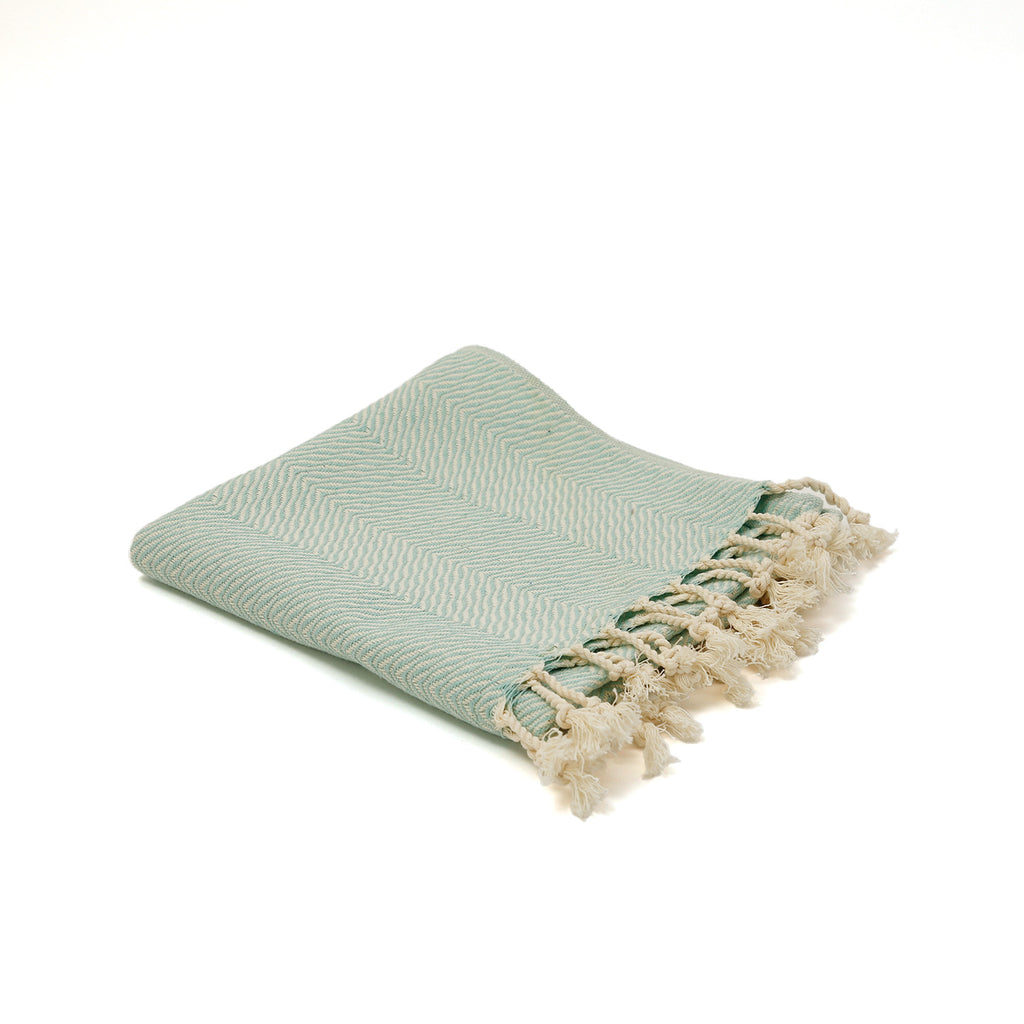 Waves Turkish Cotton Hand Towel / Mint