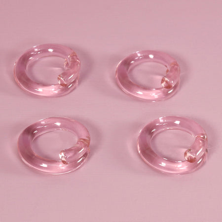 Pink Hand-Shaped Glass Napkin Rings / Set of 4
