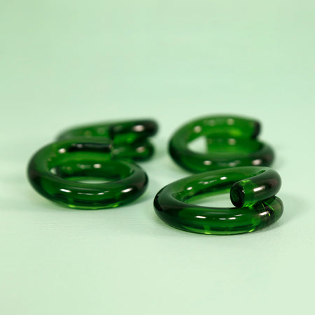 Green Hand-Shaped Glass Napkin Rings / Set of 4