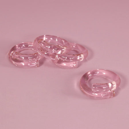 Pink Hand-Shaped Glass Napkin Rings / Set of 4