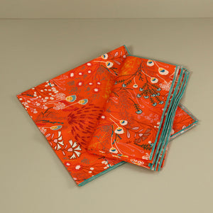 Papaya Peacock Cotton Napkins / Set of 4