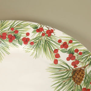 Caspari Paper Dinner Plates / Evergreen And Berries