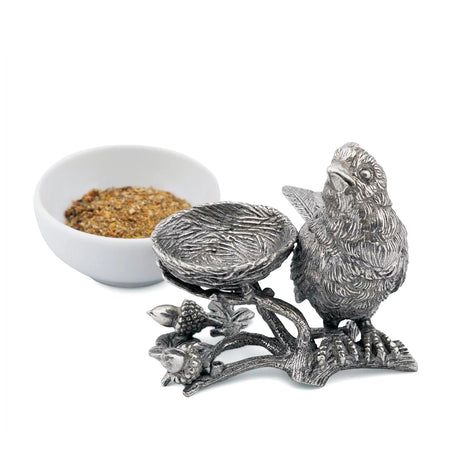 Pewter Salt Cellar / Song Bird