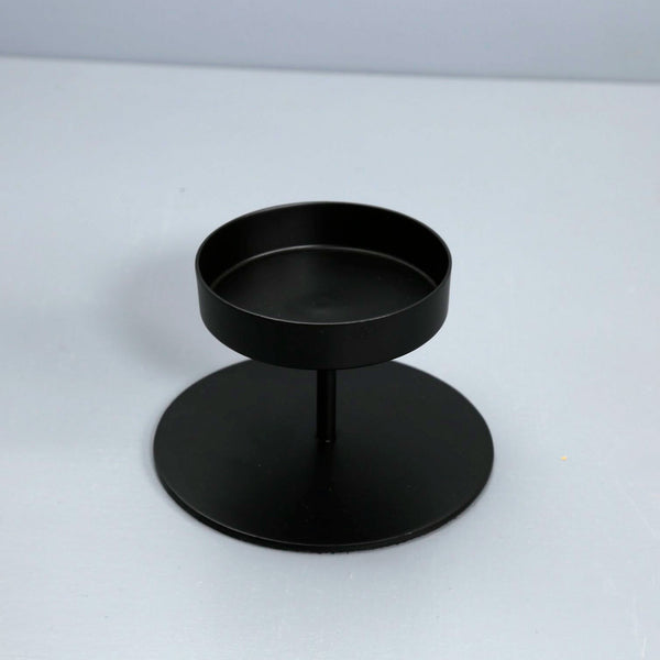 Black Pillar Candle Holder / Short