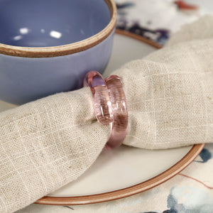 Pink Hand-Shaped Glass Napkin Rings / Set of 4