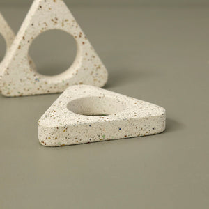 White Terrazzo Napkin Ring Set