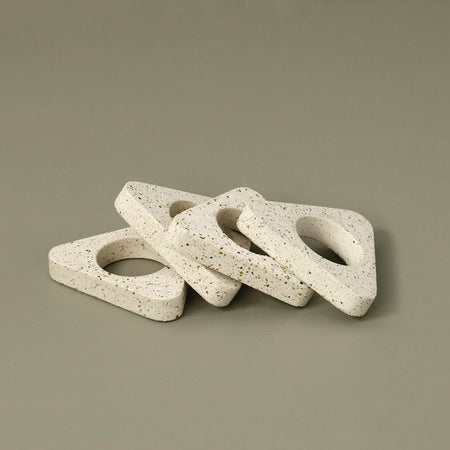 White Terrazzo Napkin Ring Set