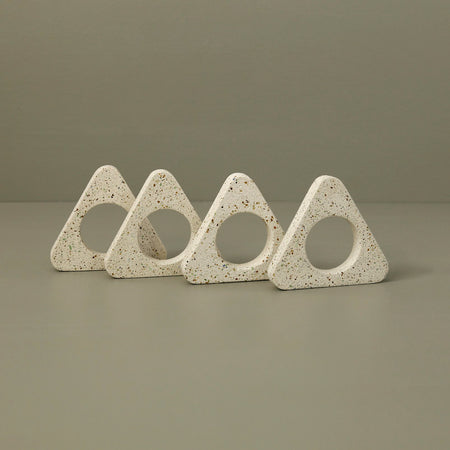 White Terrazzo Napkin Ring Set