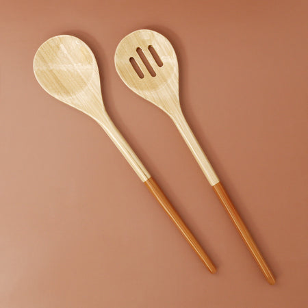 Bamboo Salad Servers / Caramel