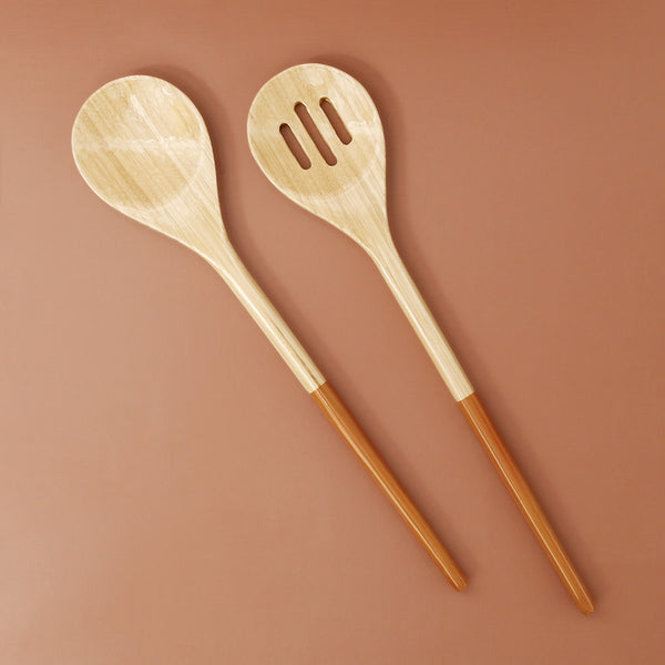 Bamboo Salad Servers / Caramel