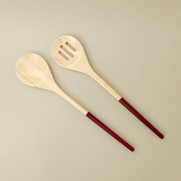 Bamboo Salad Servers / Red