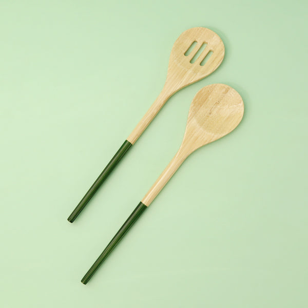 Bamboo Salad Servers / Grass Green