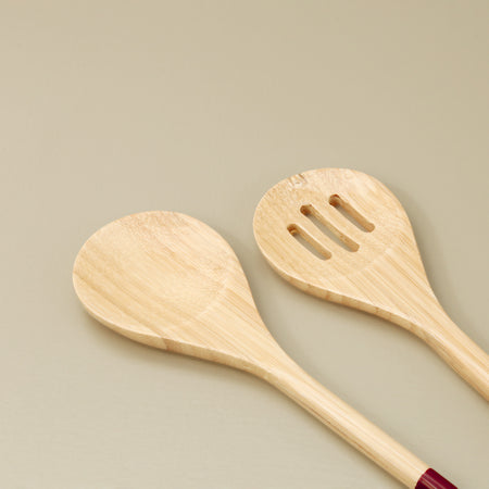 Bamboo Salad Servers / Red