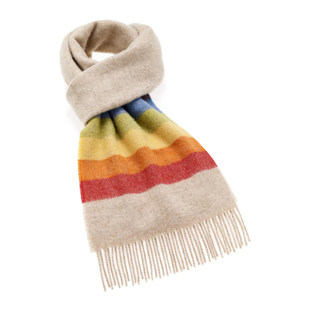 Merino Wool Scarf / Rainbow Beige