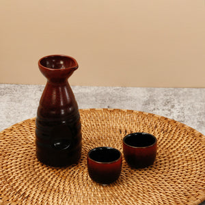 Red & Black Glaze Ceramic Sake Pitcher