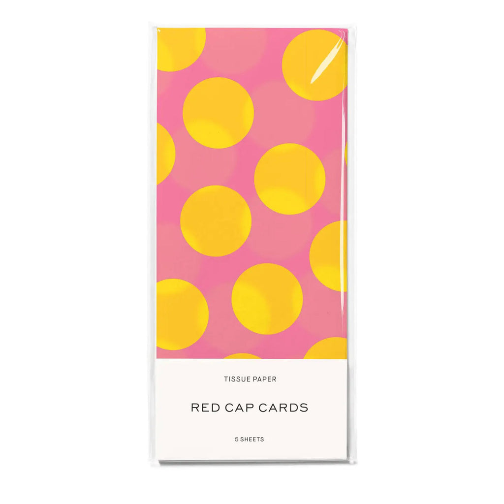 Red Cap Tissue Paper Sheets / Pink & Yellow Dots