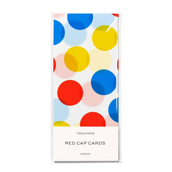 Red Cap Tissue Paper Sheets / Primary Dots