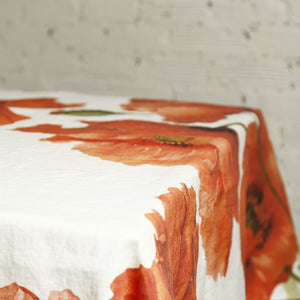 Red Poppy Linen Tablecloth