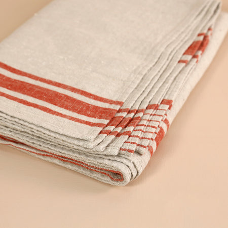 Stripes Linen Tablecloth / Red