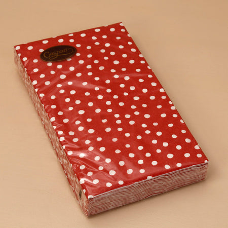 Caspari Paper Guest Napkins / Small Dots Red