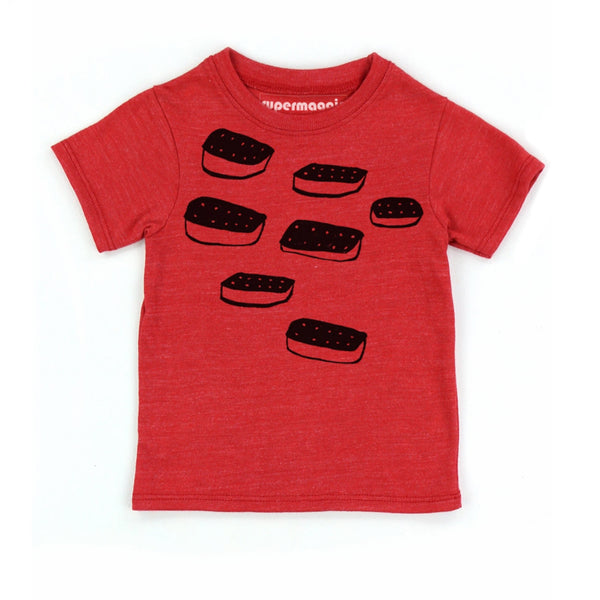Supermaggie Organic Cotton Kid's Tee / Ice Cream Sandwich / Red