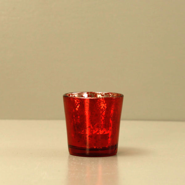 Red Glass Votive Candle Holder