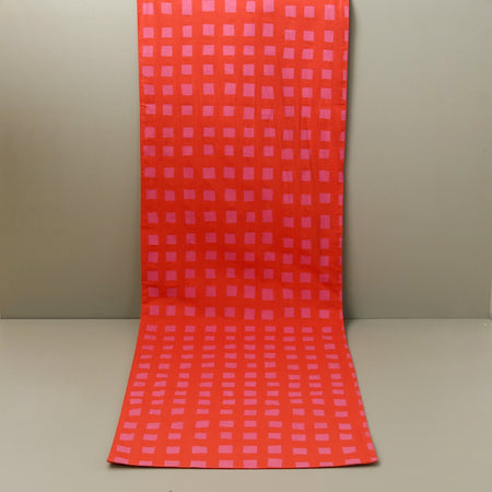 Blocks Red/Pink Cotton Table Runner 71"