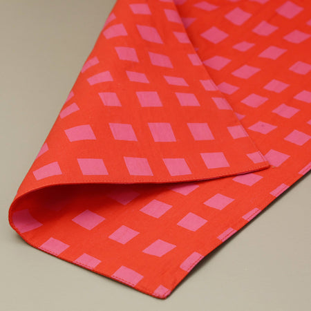 Blocks Red/Pink Cotton Table Runner 71"