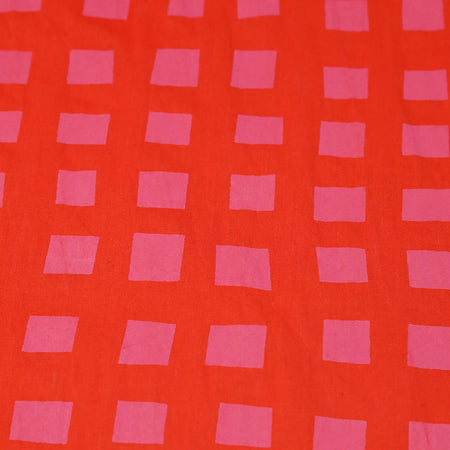 Blocks Red/Pink Cotton Table Runner 71"