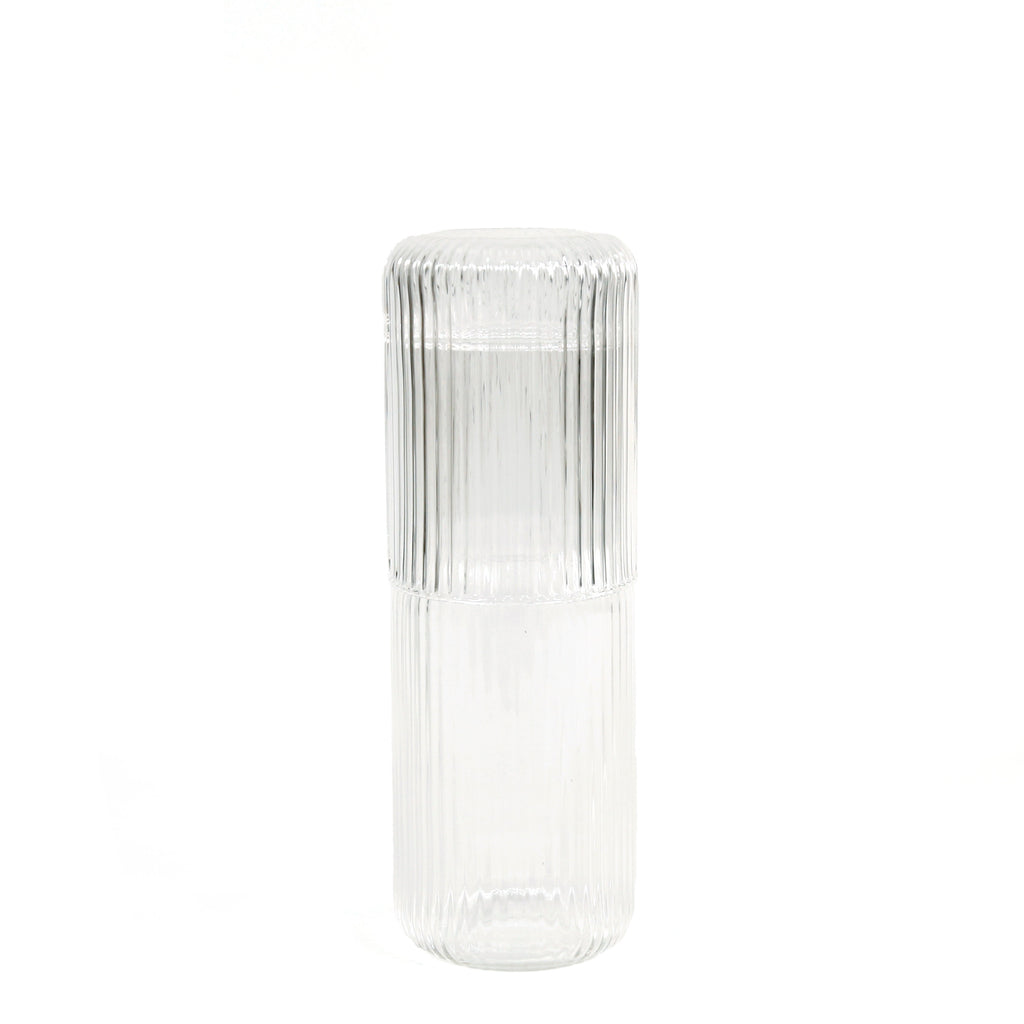 Bedside Water Carafe / Ribbed Clear