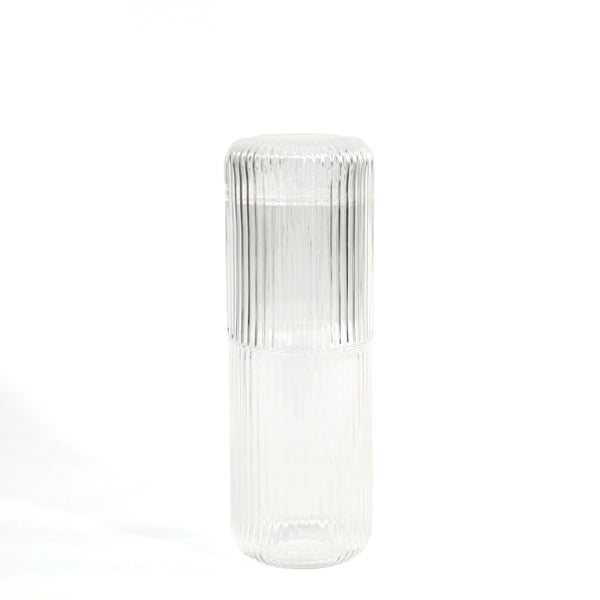 Bedside Water Carafe / Ribbed Clear