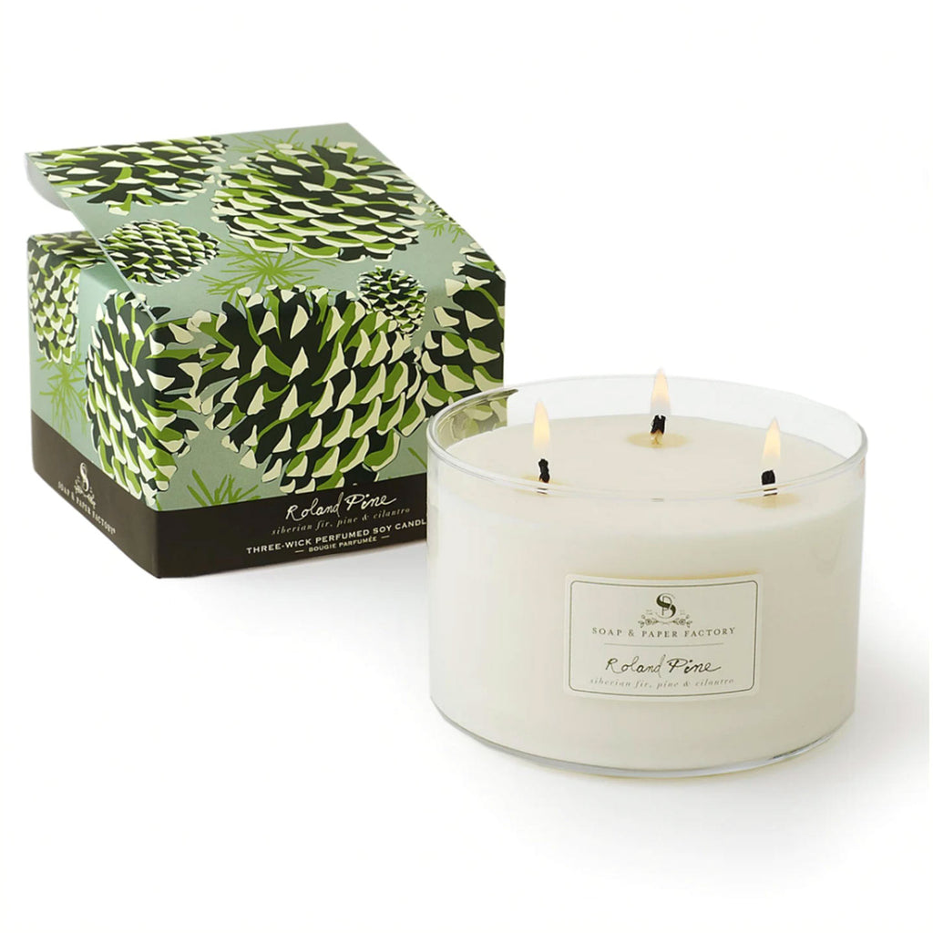 Roland Pine Glass Candle / 3-Wick 18oz