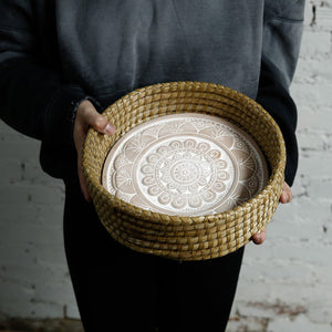 Mandala Bread Basket w/ Terracotta Bread Warmer