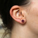 Geometric Gold Stud Earring / Ruby Clay Hexagon