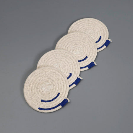 Cotton Rope 4pc Coaster Set / Minimalist Blue