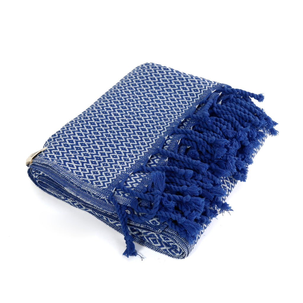 Turkish Cotton Bath Towel / Blue & Light Blue